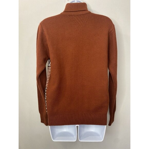 Snowy Mountain Womens Vintage Brown Geometric Turtleneck Sweater Size 36 Nerdy - Picture 2 of 6